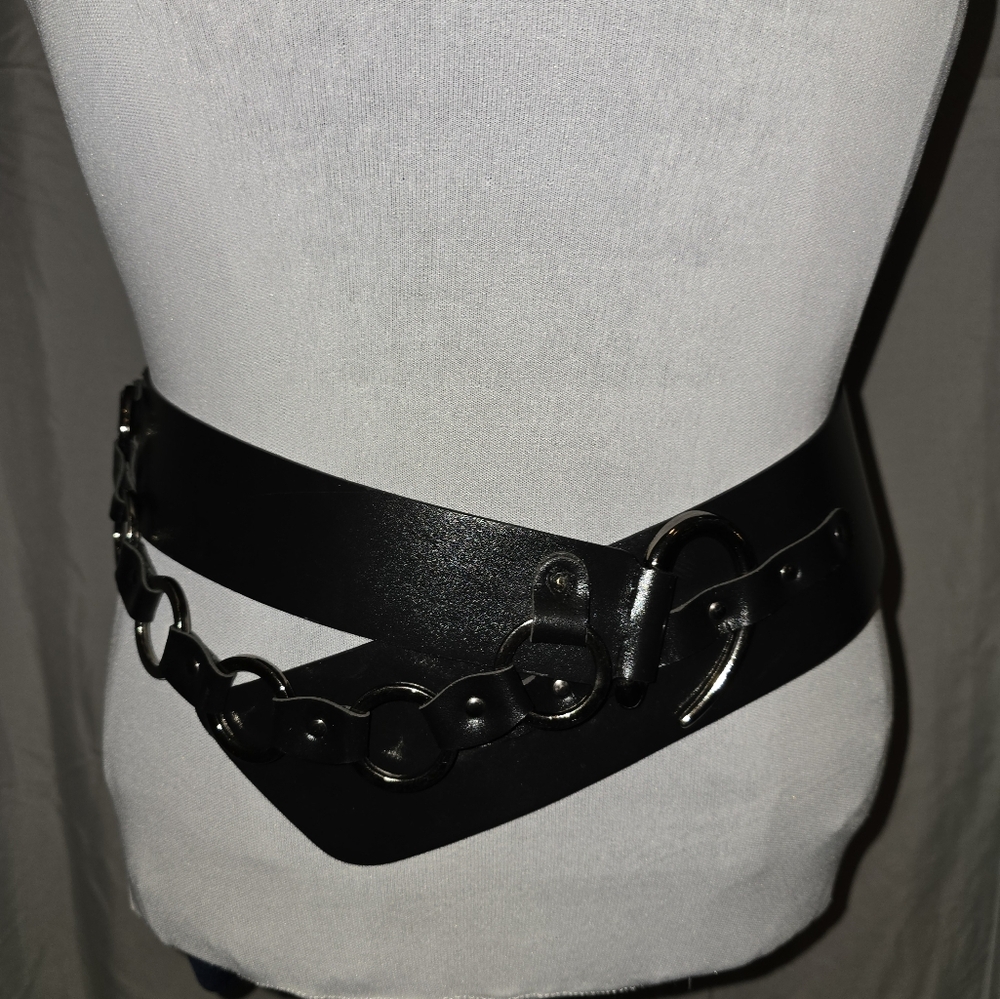 Black Leather Chain Belt